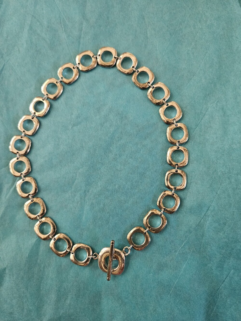 Tiffany & Co. Sterling Silver Square Cushion Chain Links Toggle Necklace